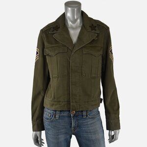 Vtg Ralph Lauren Polo Jeans Women’s Green Military Jacket Sz M / Excellent Cond
